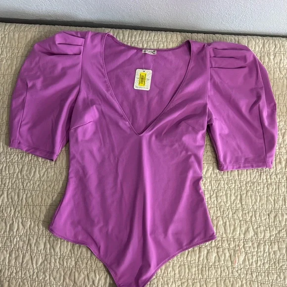 FREE PEOPLE Va Va Voop Bodysuit Wild Berry NWT Size Medium - Picture 4 of 11